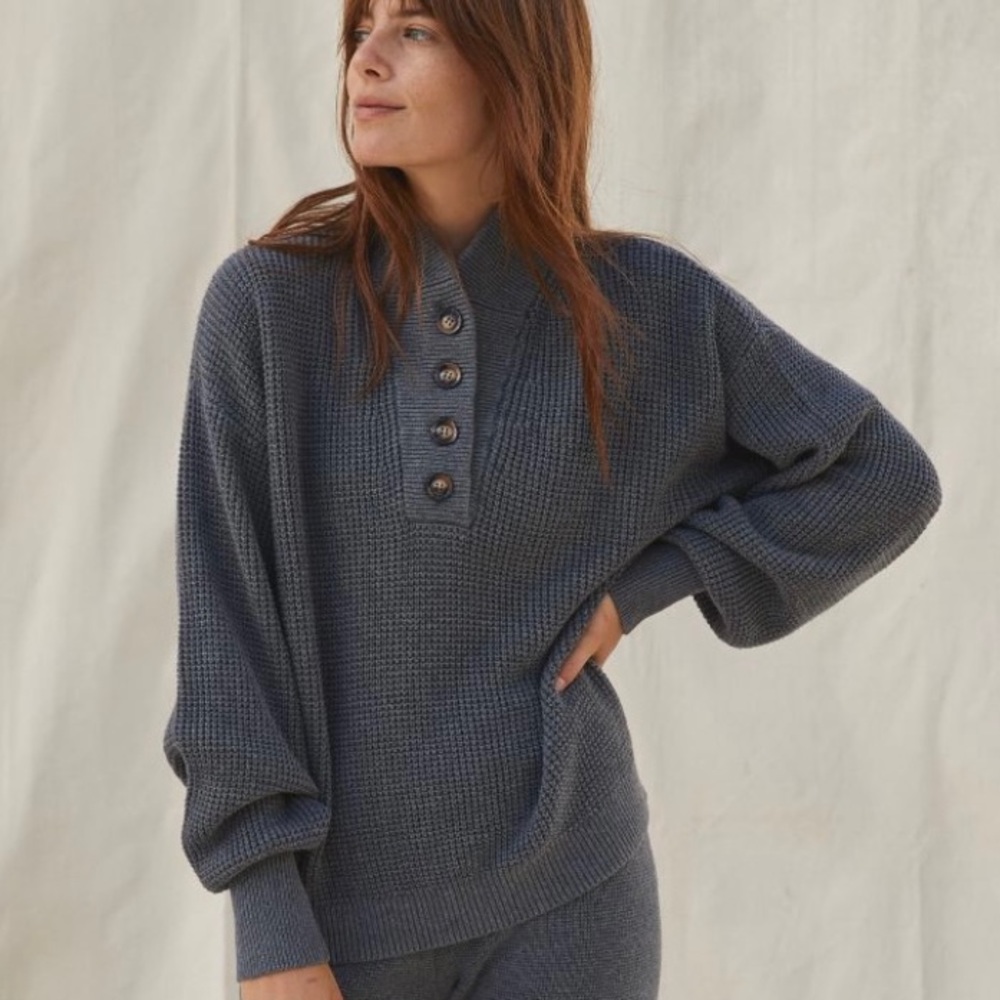 Lunya Henley, Slate Grey, size Medium